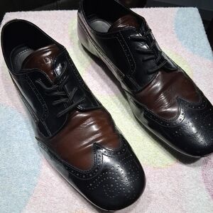 PRADA SPAZZOLATO FUME NERO BRUCIATO Black/Brown Leather Shoes  9 (US 10)